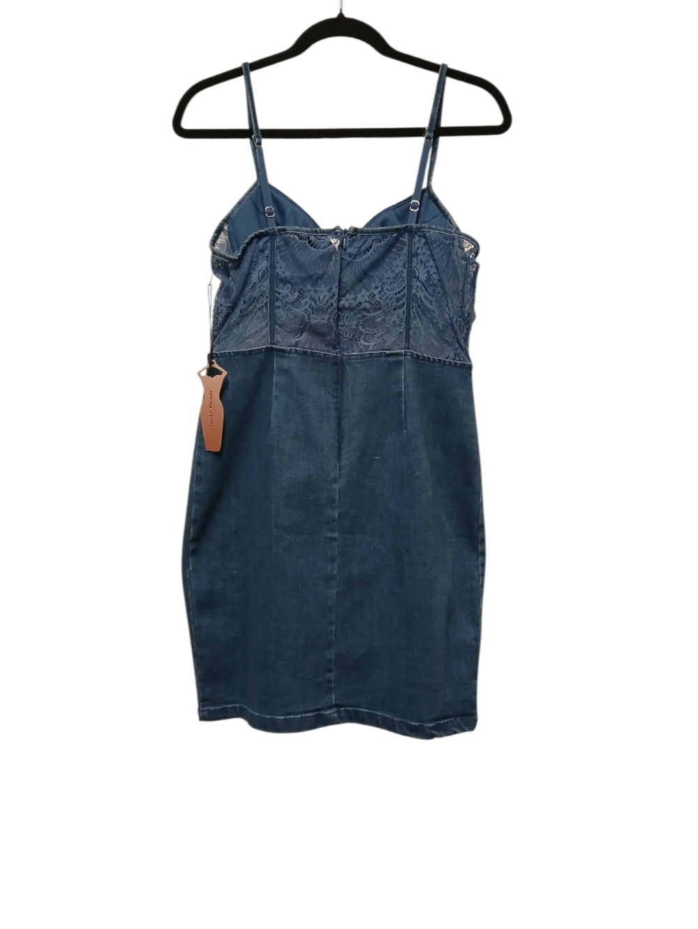 Haute Monde Denim Lace Corset Coquette Sheath Mini Dress, NWT- Size Large - Picture 2 of 5